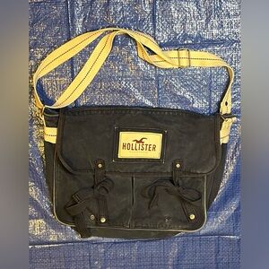 Hollister Navy Blue Canvas Messenger Bag vintage Y2K
